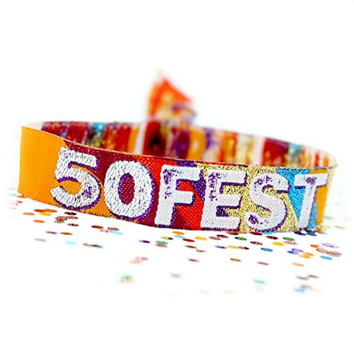WEDFEST 10 x 50FEST Festival 50th Birthday Party Wristbands Favours - Image 2