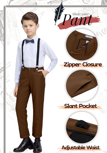 Image of YuanLu Boys Suit Dress Clothes Ring Bearer Outfit Homecoming Dresses Boy Vest and Pants Set for Kids Wedding Tuxedo Suits