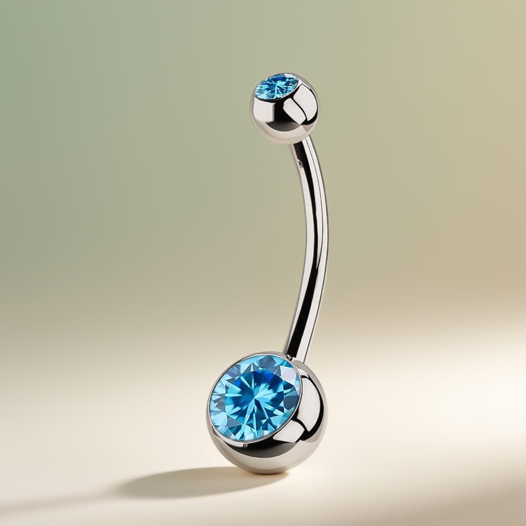 Titanium Belly Button Rings Set – 4pcs 14G Curved Barbell with CZ Top,10mm 12mm Hypoallergenic Belly Piercing Jewelry for Women,G23 Implant Grade, 7 Colors - Image 4