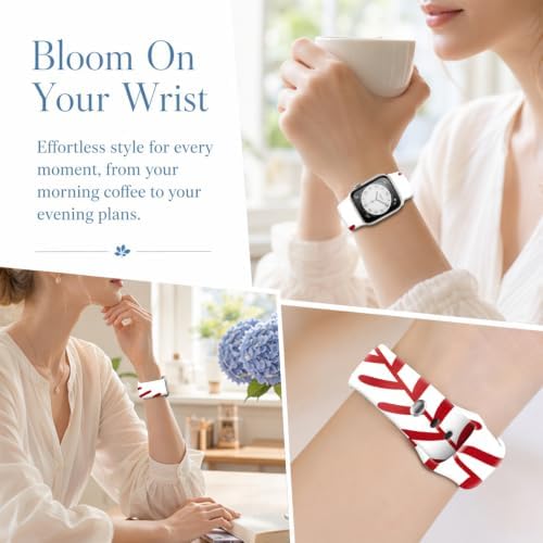 Compatible with iWatch Band 38mm 40mm 41mm 42mm 44mm 45mm 46mm 49mm, Soft Adjustable Replacement Strap for iWatch Series 11 10 9 8 7 6 5 4 3 2 SE Ultra 3/2, Comfortable Wristband for Women Men(Baseball Stitch Red) - 3