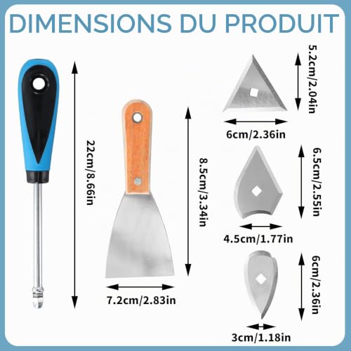 Samlonge grattoir peinture triangle en acier inoxydable, grattoir peinture bois avec lames de rechange (triangle + combinaison + cœur), triangulaire Crochet de rasage pour Nettoyage Cuisine Maison – vue 2