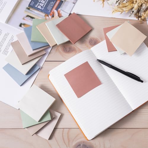 Image of Wowivy Pack of 16 Sticky Notes, 76 x 76 mm, Vintage Colours, Sticky Pads, Recyclable, Self-Stick Note Pads, Sticky Notes, Easy to Post for Home, Office, 55 Sheets /Pad, 880 Sheets Total