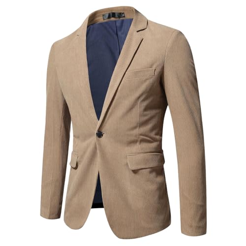 ZH8FCHAN Chaqueta Deportiva Casual de Pana para Hombres Chaqueta Deportiva clásica de sastrería, Chaqueta Deportiva de Solapa de Moda (Khaki,3XL)