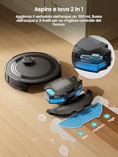 Lefant M2 Robot Aspirapolvere Lavapavimenti con Mappatura Laser dToF 2 in 1, 6000Pa, Navigazione Intelligente PSD Anti-Ostacoli, 160 Min,Controllo APP/Alexa, Ideale per Peli Animali，Nero