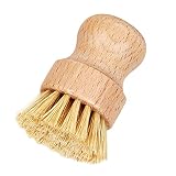 predolo Reinigungsbürste Holz Rund Kurz für Kaffee Espressomaschine Topfpfanne, Khaki
