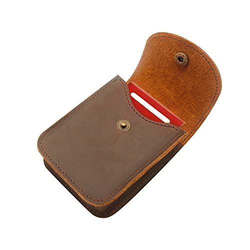 Boshiho Estuche de naipes, caja de cuero de cuero de vaca de la caja del sostenedor de la cubierta de la tarjeta de juego (marrón oscuro) Cover