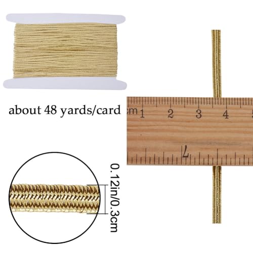 GORGECRAFT 44m Metallic Elastic Band Flat Nylon Braided Stretch Ribbon Knit Strap Cords for Sewing Crafting Bowknot Making Garment Accessory Sewing Gift Wrapping Dark Khaki - Image 2