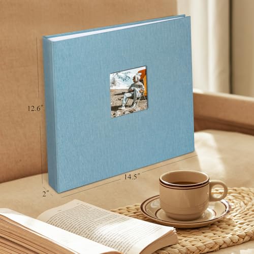 1DOT2 12x12 Inch Large 3 Ring DIY Scrapbook Photo Album Journal with 30 Plastic Sleeves 60 Pages and Fabric Cover for Baby Travel Wedding Anniversary kids Adventure (Cyan Blue Cover/White Pages) by 1DOT2 - Image 5