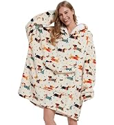 Mewkou Wearable Blanket Hoodie for Adult,Oversized Sherpa Fleece Blanket Hoodie for Women Men,Dac...