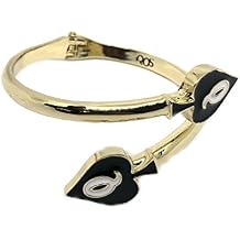 QOS Queen of Spades Branded Charm Open Hinged Cuff Snake Bracelet