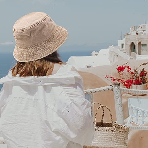 Bucket Hat, Summer Travel Beach Sun Hat, Bucket Hat For Women Men Cotton Unisex Packable Fisherman Hat Outdoor Cap, Beige Bucket Hat #TOP2