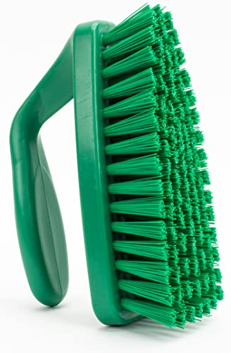 Image of SPARTA Scrub Brush with Iron Shaped Handle and Stiff Bristles, Heavy Duty Scrubber Brush for Kitchen, Bathroom, Shower, Tile, Sink, Carpet and Bakepans, Polypropylene, 6 Inches, Green