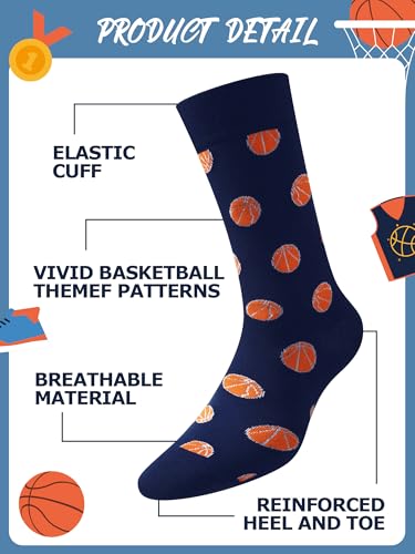 Haysandy 6 Pairs Novelty Basketball Socks For Men Funny Basketball Crew Socks Christmas Gift For Men Basketball Sports Lovers thumb #2