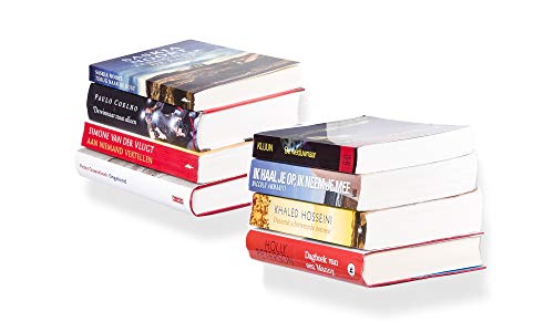 LIFA LIVING Estante Flotante Invisible, Juego de 2 estantes Invisibles de Pared para Libros, Estante metálico Color Blanco, Resistente hasta 6 kg