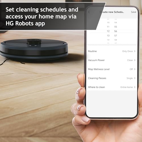 HG4 HYDRO Robot Vacuum & Mopping Cleaner, Up to 4000Pa Suction, Laser Navigation, Wi-Fi, Charging Base with Automatic Return, Obstacle Sensor, Customisable Home Map [HG430H]