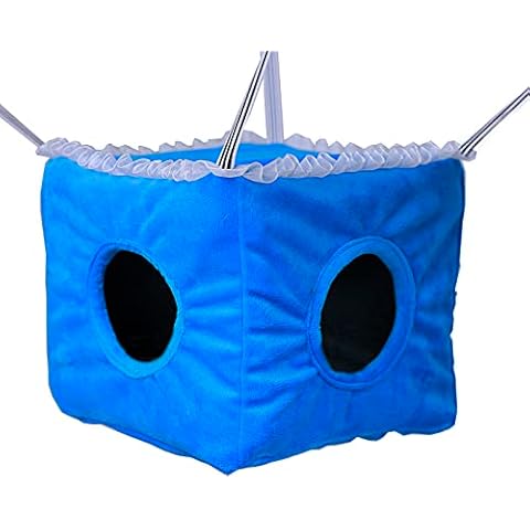 neolun Ferret Cube Hammock Hanging Bed for Ferrets Rats Chinchilla Sugar Gliders or Other Small Animals with Lace Trim(Blue) Cover