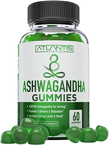 Ashwagandha Gummies - 1500MG Ashwagandha Per Serving - Promotes Calmness, Improves Mood, Boosts Energy Levels & Strengthens Immune System - Formulated with Vitamin D & Zinc - Vegan - 60 Gummies