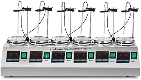 Digital Magnetic Stirrer with Hotplate 0~2400 RPM Mixer Plate Magnetic Lab Stirrer Mixer with Stirring Bar (6 Unit Plate)