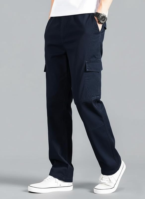 Image of DEELMO Men's Stylish Multi-Pocket Cargo Pants || Casual Fit Trousers || Stylish Cargo Trousers for Men || Men's Pants (MD506 01 04)