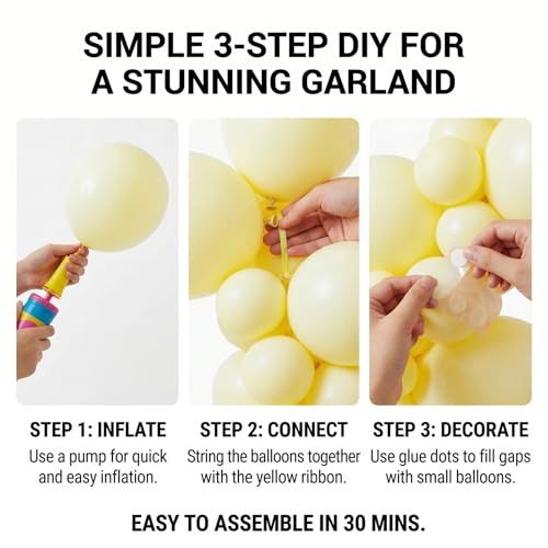 Image of Pastel Yellow Balloons, 114pcs Light Yellow Balloons Garland Arch Kit, 18 12 10 5 inch Pale Yellow Balloon for Sunshine Baby Shower, Bee Theme Birthday, Gender Reveal