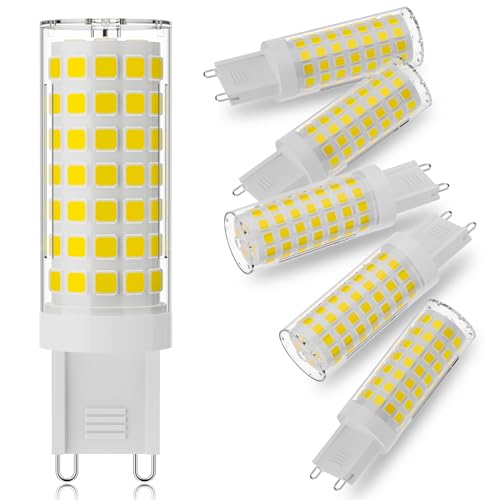 DUMILOO G9 LED Bulb 6W,60W Halogen Equivalent,4000K Natural White,High Brightness 600LM, AC120V T4 G9 Bulbs with Long Lifespan for Chandeliers Home Lighting,G9 Bi-Pin Ceramic Base,Non-Dimmable,6 Pack