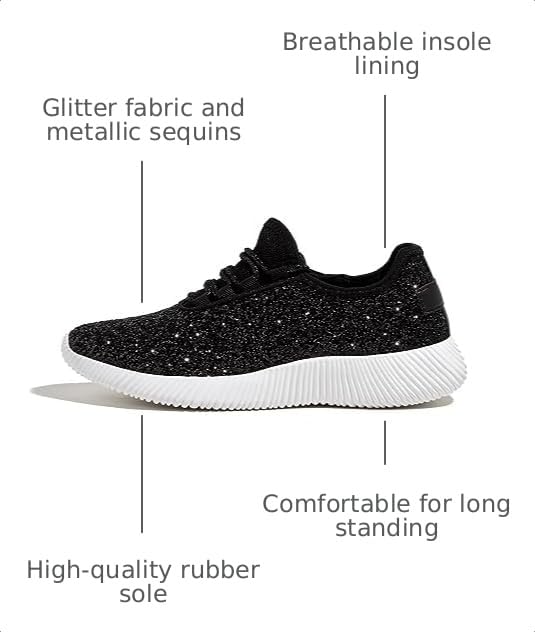 Image of K KIP WOK Fashion Glitter Sneakers for Womens Silp On Running Shoes Lightweigt Tennis Walking Sneakers