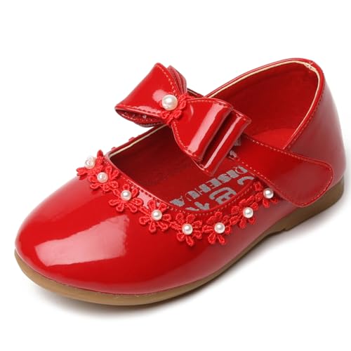 WUIWUIYU Toddlers Flower Girls Princess Casual Mary Jane Shoes Ballet Flats Cute Bow School Uniform Event Dress Shoes