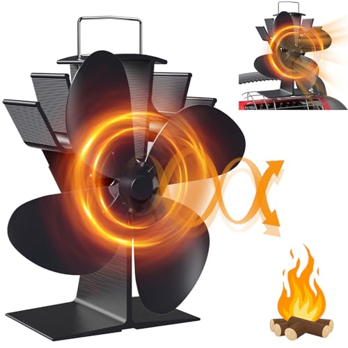dskaoo Wood Stove Fan Heat Powered Non Electric, 4 Blades Ecofan Fireplace Fan Save Energy, Efficient Heat Distribution, Quiet Wood Burning Stove Fan Thermal Fan for Buddy Heater/Gas Stove