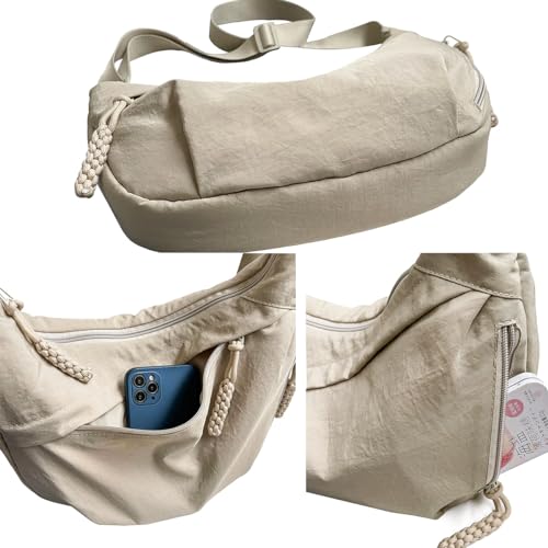 Sanxiner Bolsa crescente para mulheres e homens, bolsas transversais de nylon, bolsa tiracolo com vá