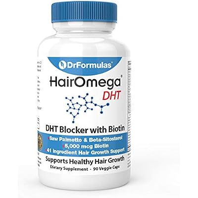 DrFormulas DHT Blocker For Men And Women | HairOmega Advanced Hair Growth Supplements With Biotin 5000 Mcg | Hair Loss Vitamins Pills, 45 Day Supply