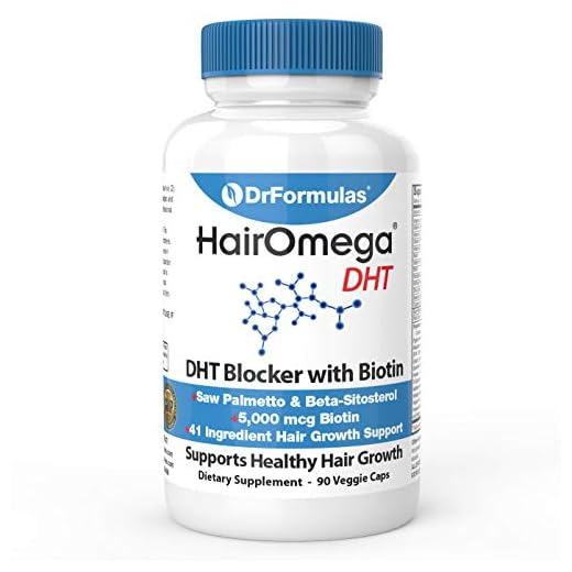 DrFormulas DHT Blocker for Men and Women | HairOmega Advanced Hair Growth Supplements with Biotin 5000 mcg | Hair Loss Vitamins Pills, 45 Day Supply