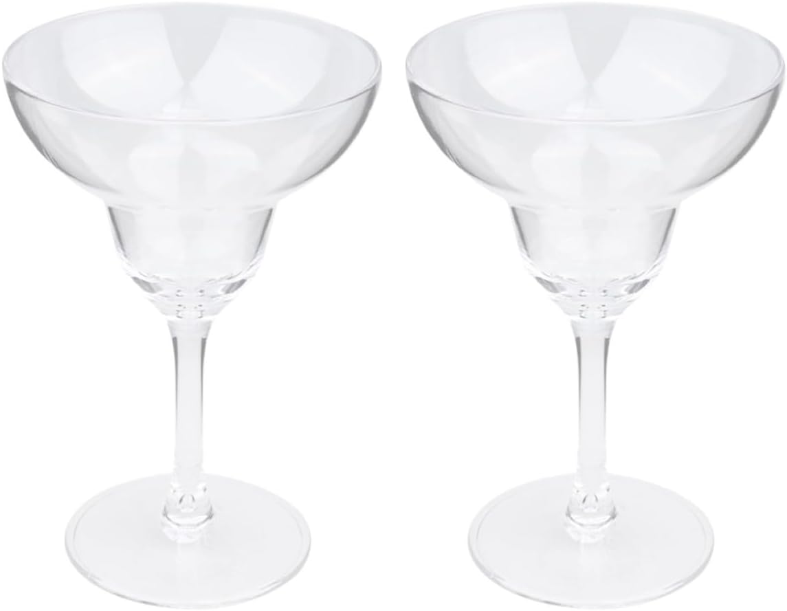 COLLBATH Plastic Margarita Cups Set of 2, Pc Stemmed Cocktail Glasses | Elegant Unique Shape, Smooth Rim and Lightweight Build, Suitable for Home Bar Parties and Festive Serving