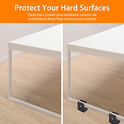 Adjustable Bed Risers 4 Inch,Furniture Risers With Screw Clamp,4Pcs Couch Risers Fit For Furniture Thickness 0-1.6”,Elevation In Heights 4" Heavy Duty Risers For Table,Supports 20000 Lbs(Black) #TOP5