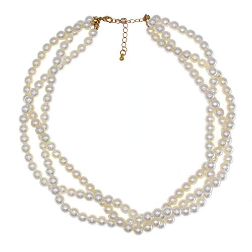 MeliMe Faux Big White Red Pearl Choker Necklaces Flapper Beads Wedding Jewelry for Women Mother (Twisted-White pearl)