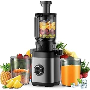 Juicer Machines, Cold Press Juicer for Whole Fruit and Vegetable, Masticating Juicers, High Juice Yield, Juice Extractor Machine, BPA Free (Silver)
