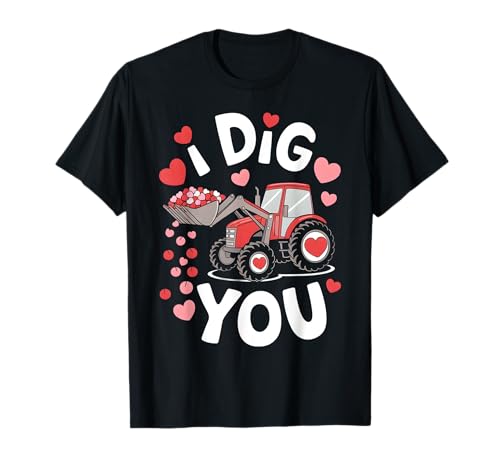 Tractor I Dig You Valentines Day Shirt Boys Kids Girls Gifts Maglietta