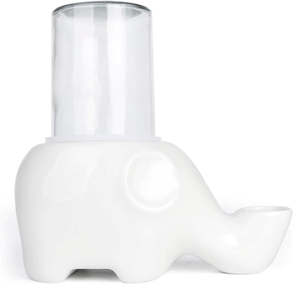 Reagar, fontana d'acqua in ceramica per gatti con vetro Bttle da 500 ml, erogatore automatico di acqua per animali domestici, ultra-silenzioso, a forma di elefante, fontanella per gatti e cani, non