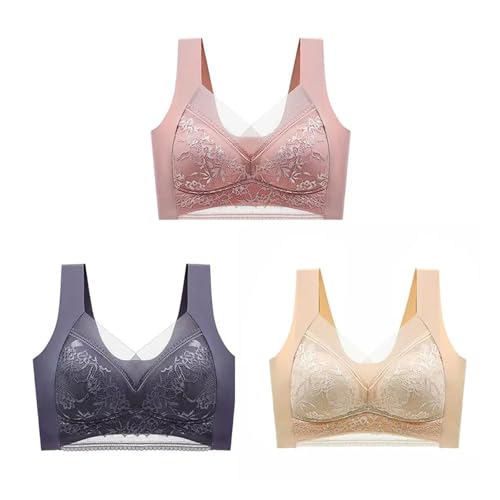 Soutien-gorge dentelle perspective push up soie de glace bralette col V profond grande taille