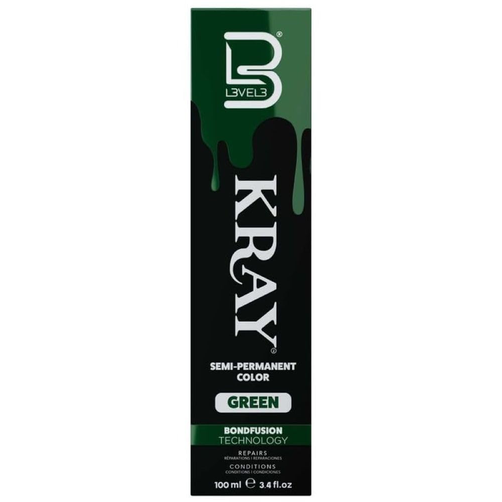 L3 - Level 3 Kray Semi Permanent Hair Color - Semi Permanent Hair Dye with Aloe Vera - Green