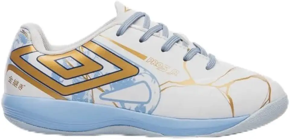 Chuteira Futsal Infantil Meninos Pro 5 Kintsugi Umbro - Branco/Azul