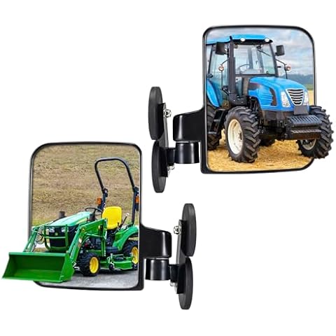 Tractor Side Rearview Mirrors with Strong Magnetic Base 2.6" Large Mirror Compatiable with John Deere Kubota B BX Mahindra,Widely used with UTVs, Dozer, Lift Truck, Lawn Mower, Golf Carts, Forklift. Cover