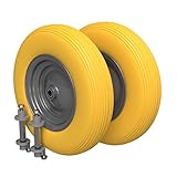 TITAPS - 2 ruedas para carretilla de poliuretano, diámetro de 400 mm, 4.80/4.00-8, neumáticos, rueda de goma maciza, antipinchazos, incluye 2 ejes