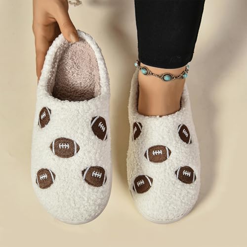 Football Slippers for Women Cute Ball Sports House Shoes Fluffy Cozy Plush House Slippers Soft Warm Home Shoes2