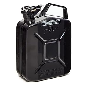 BW® Benzinkanister Metall 5 Liter - Kraftstoffkanister Schwarz - RAL 9005 - TÜV-geprüft und UN-Zulassung - 0,8mm Stahl nach DIN 7274 für Benzin Diesel E10 2-Takt - Made in Europe