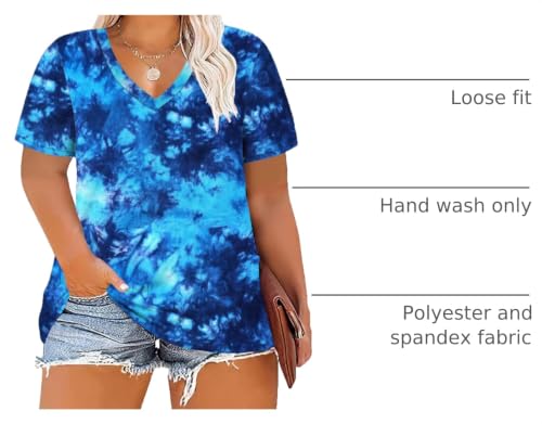 Image of ForHailey Women's Plus Size V Neck Tops Summer Short Sleeve T Shirt