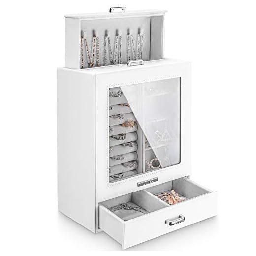 Homde Jewelry Organizer Girls Women Jewelry Box for Necklaces Rings Earrings Gift Jewelry Storage Case Porcelain Pattern Series (White)