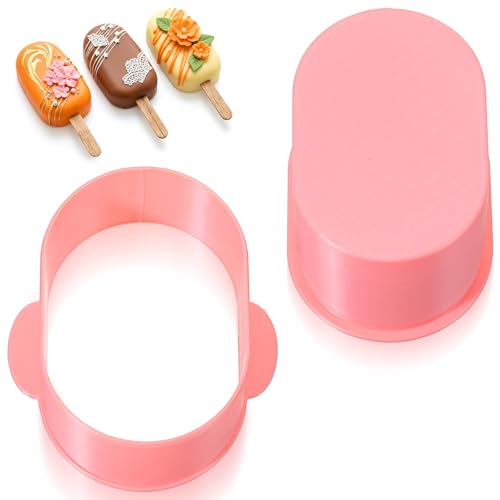 Yolev Cakesicle Cutter Pink Cake Pop Mold Oval Cake Pop Cutter Baking Molds for Home Baking Birthday Parties Wedding Desserts