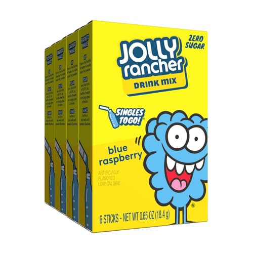 Jolly Rancher Blue Raspberry Singles To Go Drink Mix, 0.65 OZ, 6 CT (Pack of 4)