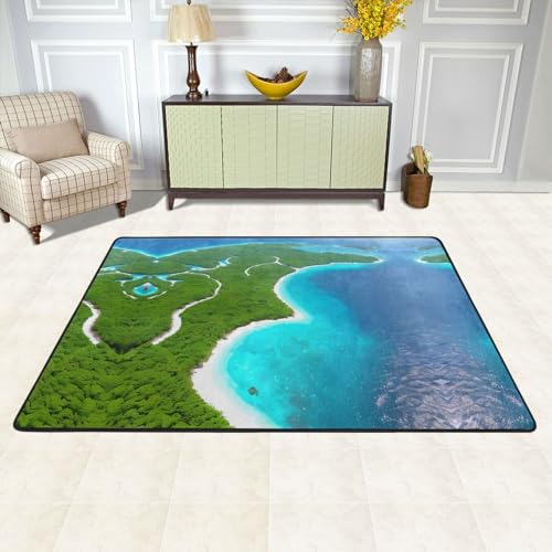 Tapis de sol flanelle HYTTER île océan 182x121cm absorbant