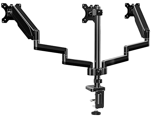 Soporte triple para monitor UPGRAVITY de escritorio con brazos de resorte de gas hasta 27"